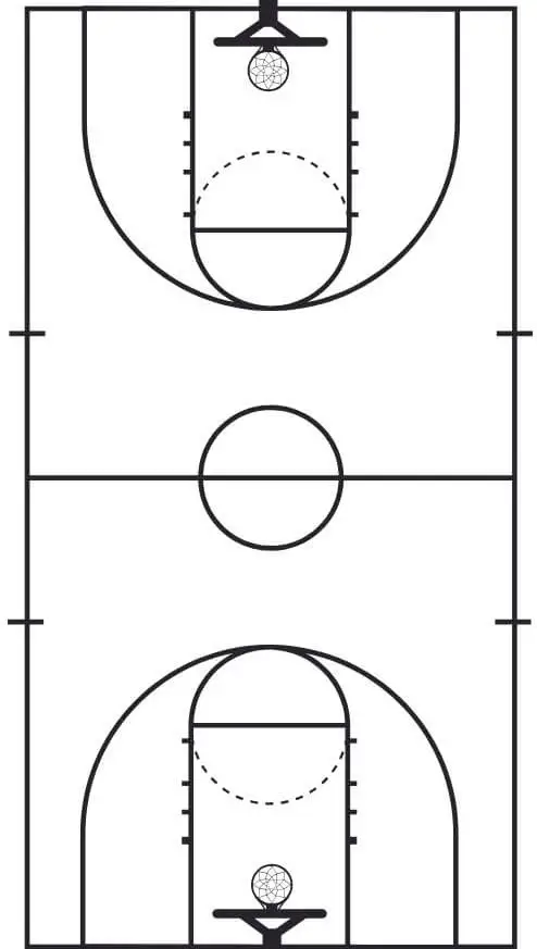 Substantial College or university Basketball Court docket Dimension image regarding Basketball Court Diagram Printable called Large University Basketball Courtroom Measurement